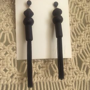 H&M Navy Blue Geometric Drop Dangle Earrings New